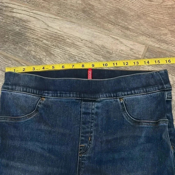 Spanx Distressed Ankle Skinny Jeans Medium Wash Stretch denim Women’s Size L - Picture 6 of 13